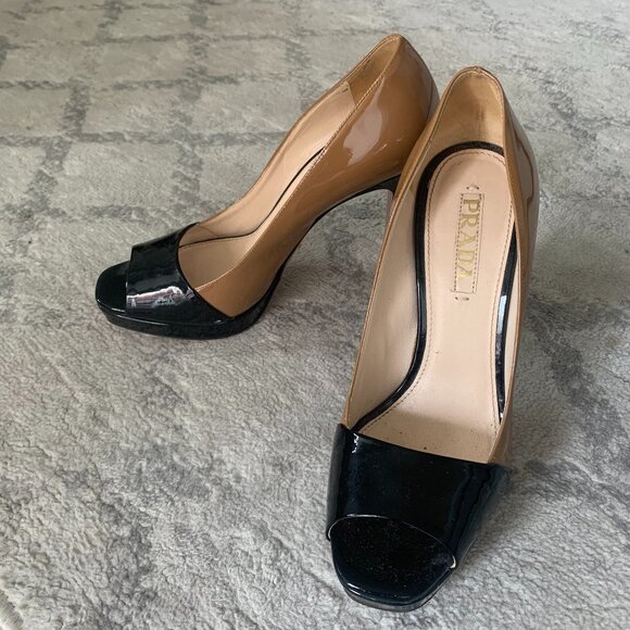 Prada color block peep toe pumps - Picture 1 of 4